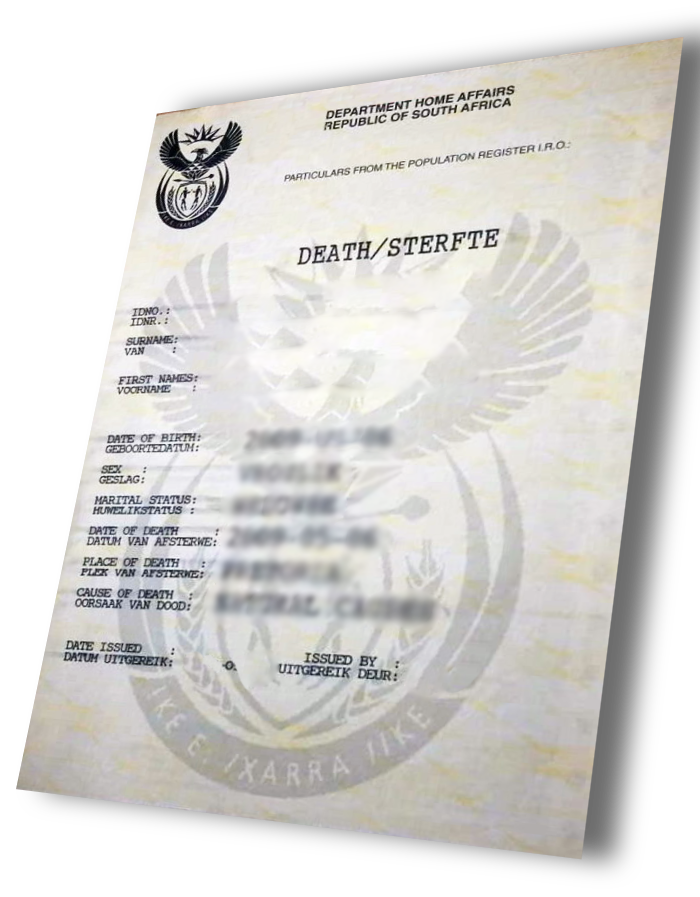 Death certificate apostille-pretoria-johannesburg-capetown-durban